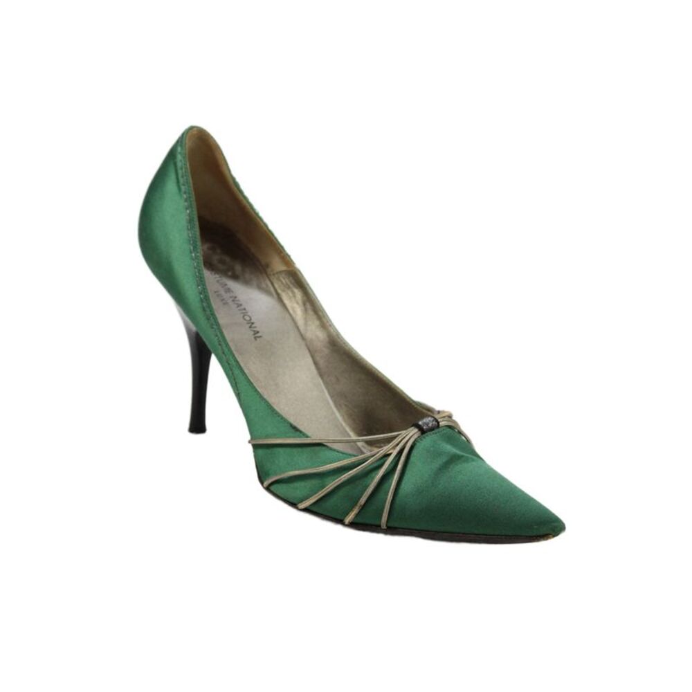 Costume National Womens Embellished Pointed Toe High Heels Shoes Green Size 10